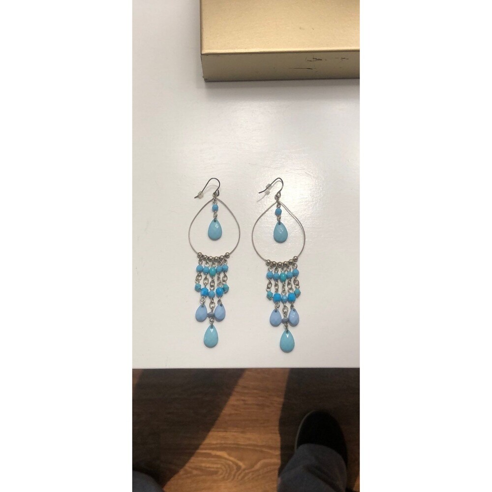 multi blue dangle earrings